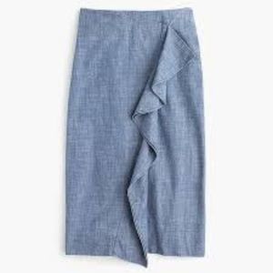 J. Crew Chambray ruffle skirt